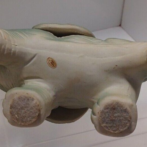 Vintage Pair Of Ceramic Figurine Elephants 10" Textured Trunk Up For Good Luck - Picture 13 of 15